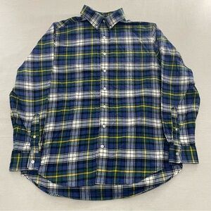 Vineyard Vines Slim Fit Whale Shirt Mens L Blue Green Plaid Flannel Button Up